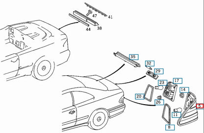 NEW MERCEDES BENZ CLK C208 REAR RIGHT TAILIGHT LAMP A2088200264 ORIGINAL