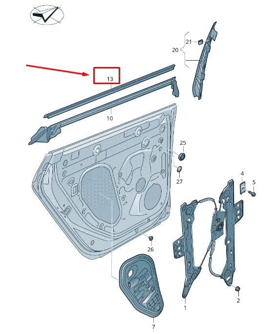 NEW VW ARTEON 3H REAR LEFT OUTER WINDOW APERTURE SEAL 3G8839476T041