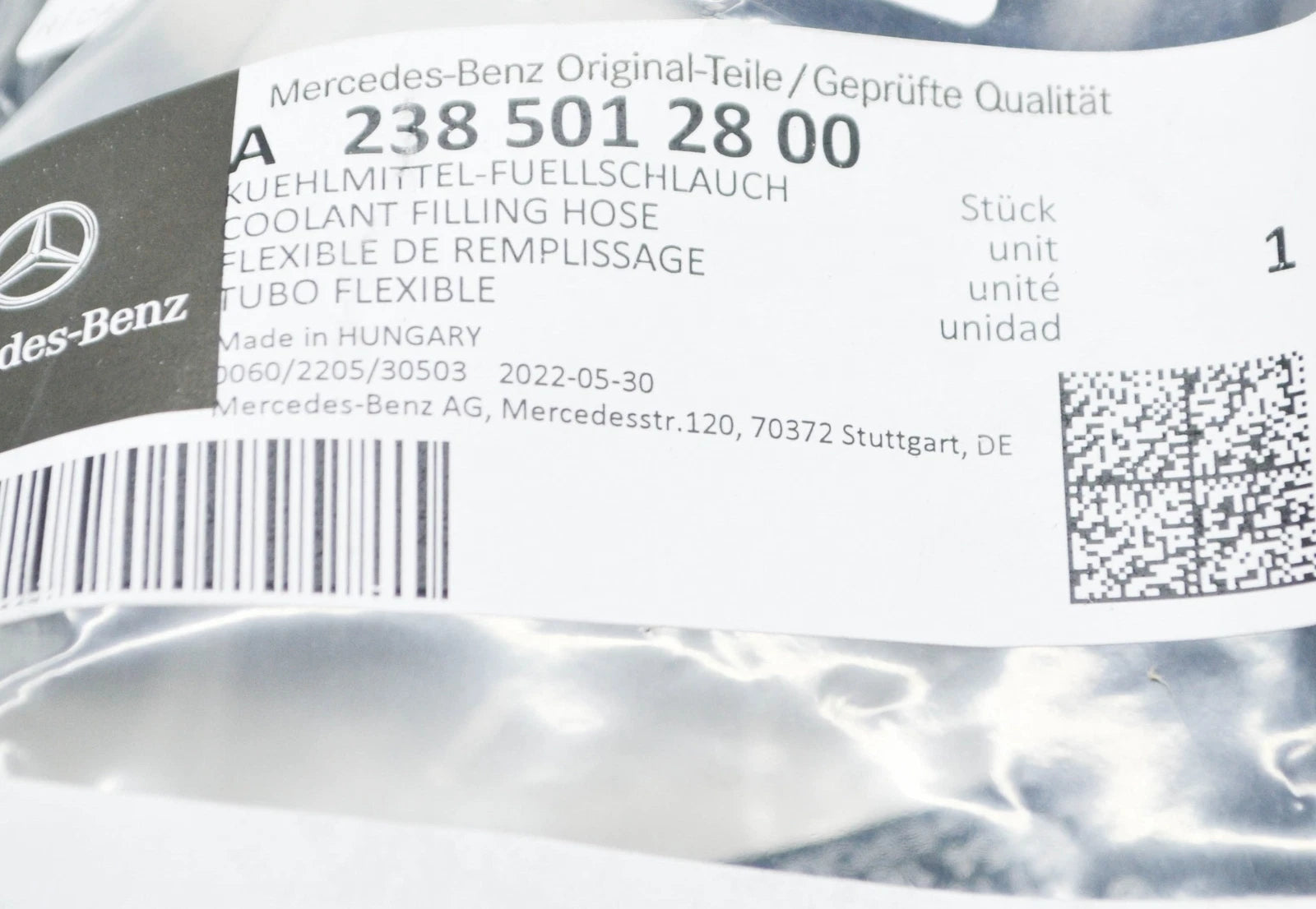 NEW MERCEDES-BENZ E W213 COOLANT FILLING HOSE PIPE A2385012800 ORIGINAL