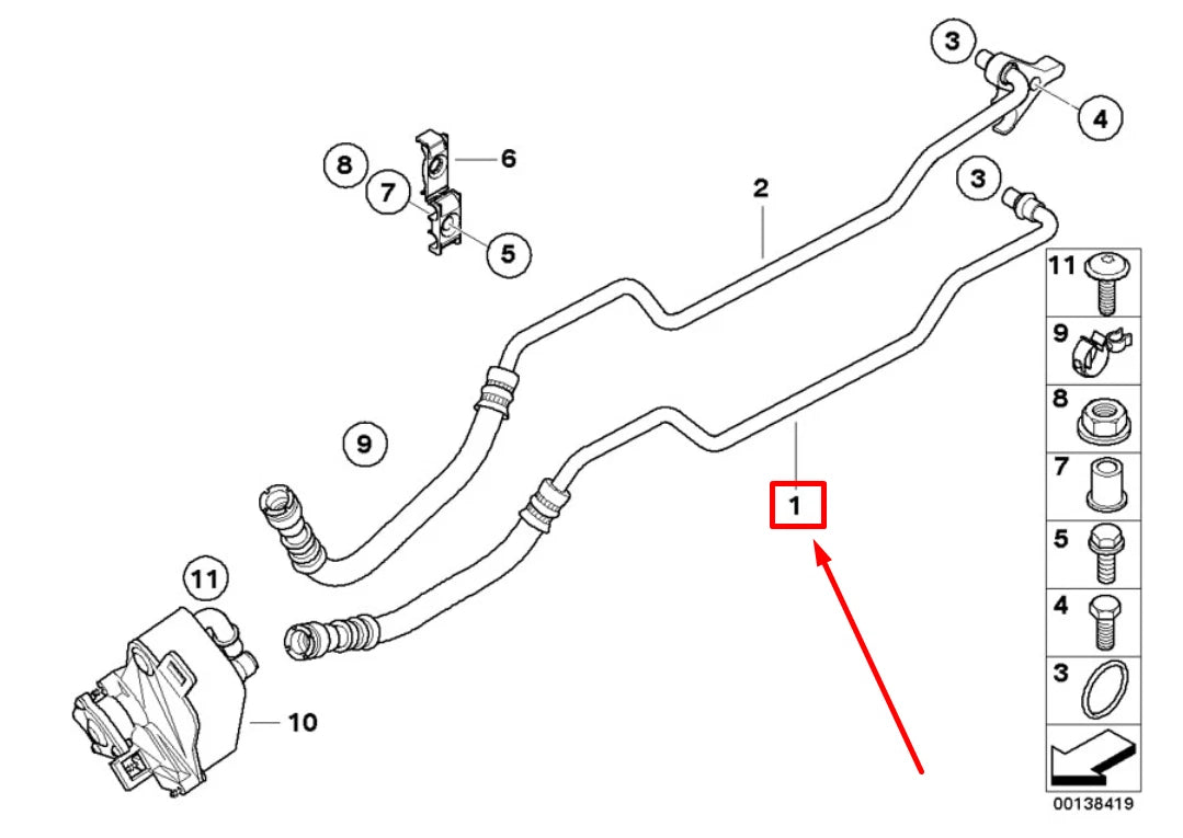 NEW BMW 1 COUPE E82 ENGINE OIL COOLER PRESSURE LINE 17227572711 7572711 ORIGINAL