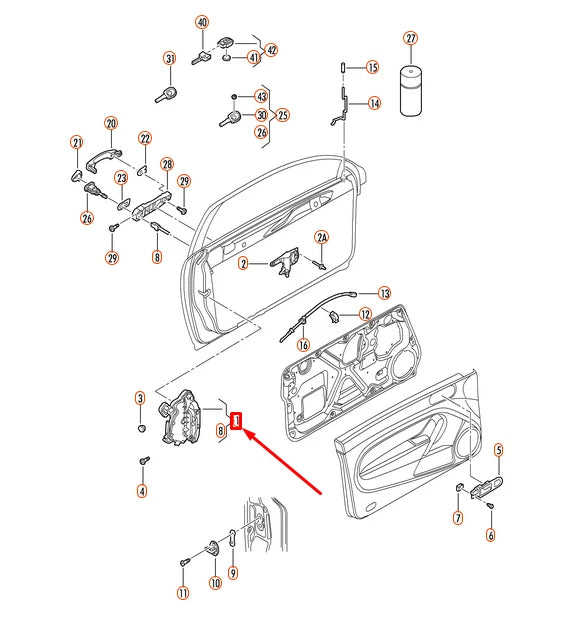 NEW VOLKSWAGEN BEETLE 9C FRONT RIGHT DOOR LOCK RHD 6X2837014C ORIGINAL