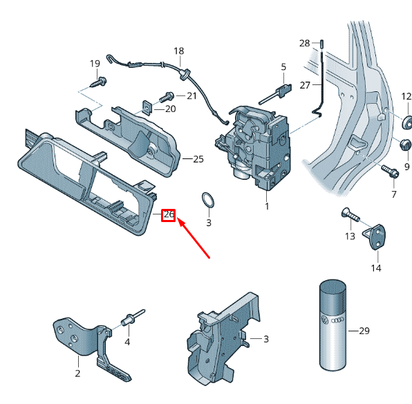 NEW VW CADDY 2K MK3 FRONT RIGHT INTERNAL DOOR HANDLE LHD 2K0837114B9B9 ORIGINAL