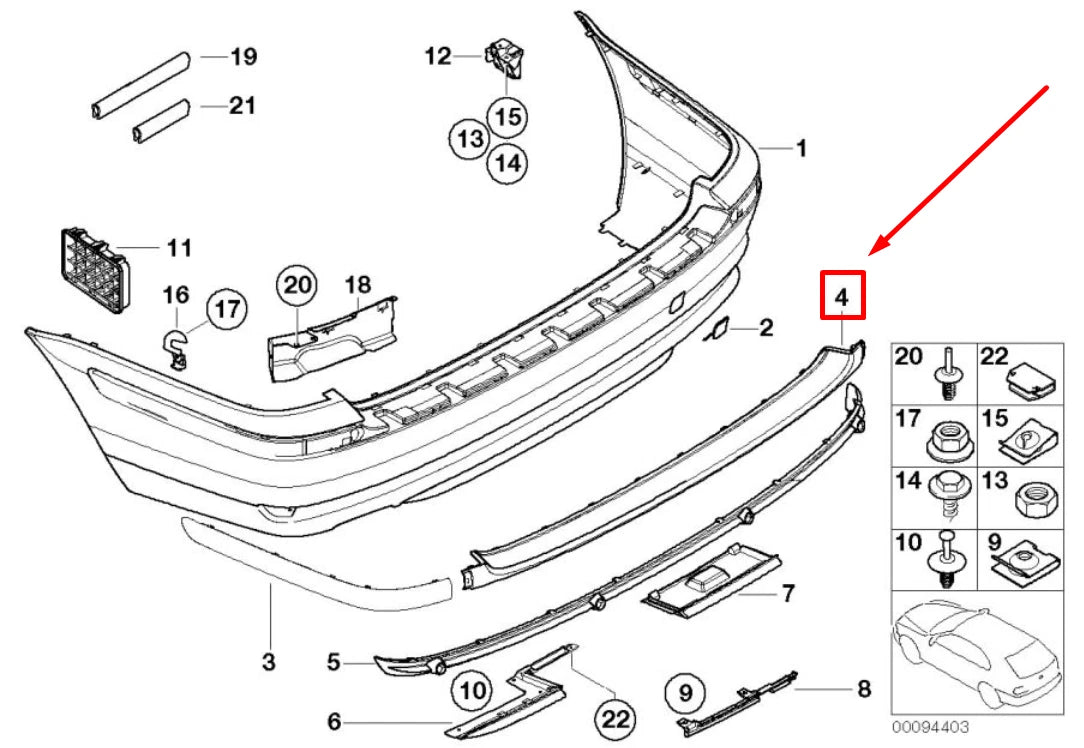 NEW BMW 3 CABRIO E46 REAR UPPER BUMPER TRIM CENTER 51128212589 8212589 ORIGINAL