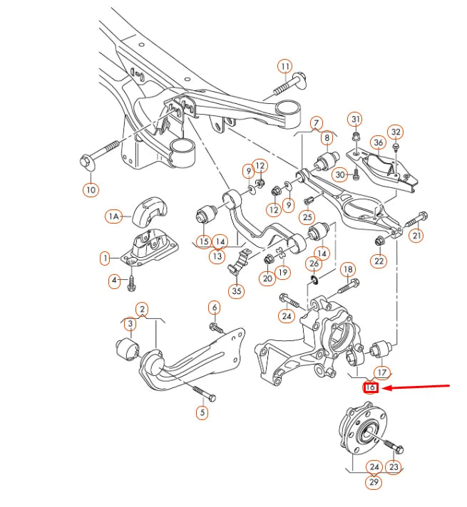 NEW AUDI A1 8X REAR RIGHT WHEEL BEARING HOUSING 1K0505434 ORIGINAL