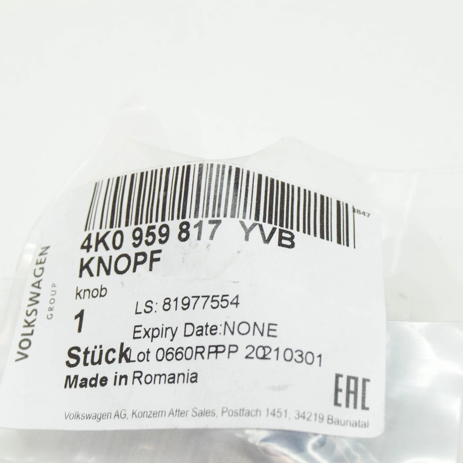 NEW AUDI Q7 4M FRONT LEFT POWER SEAT SWITCH KNOB 4K0959817YVB ORIGINAL