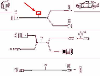 NEW MB S W220 FRONT DOOR EXIT LIGHT WIRING HARNESS A2205404408 ORIGINAL