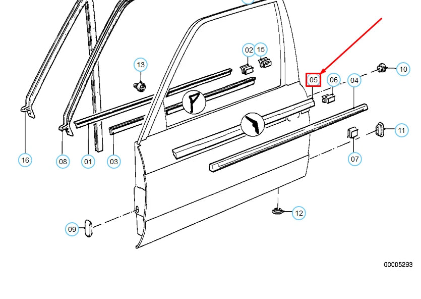 NEW BMW 3 E30 FRONT RIGHT DOOR OUTER WEATHER STRIP 51211913058 1913058 ORIGINAL