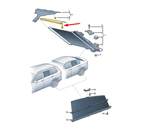 NEW VW PASSAT ALLTRACK B8 REAR LEFT SUNBLIND ROLLER GUIDE 3G5864305NX1