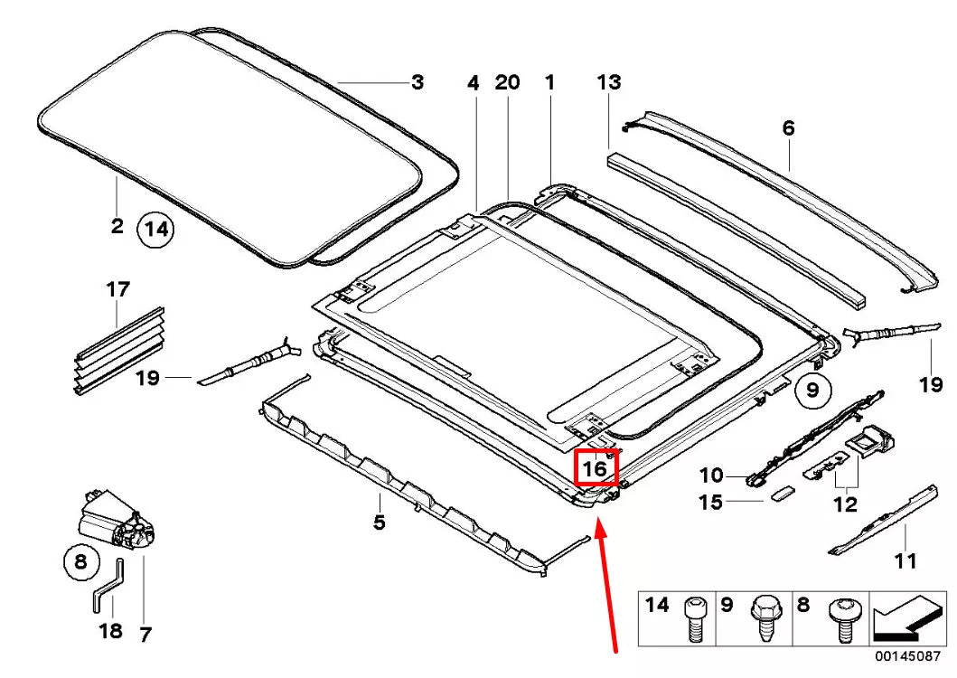 NEW BMW 3 E90 HEADLINER SLIDING LIF SLIDER 54137157380 7157380 ORIGINAL