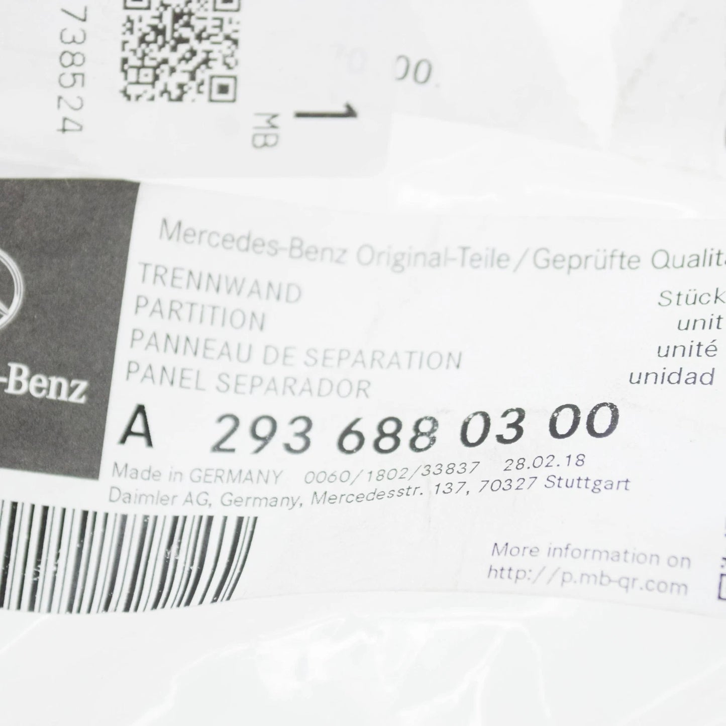 NEW MERCEDES-BENZ EQC ENGINE BAY PART A2936880300 ORIGINAL