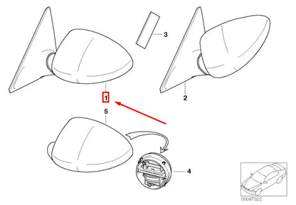 NEW BMW 3 E46 FRONT LEFT DOOR MIRROR 7893597 51167893597 ORIGINAL