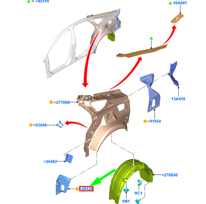 new ford mondeo mk4 rear left body side wheelhouse reinforcement 5298676