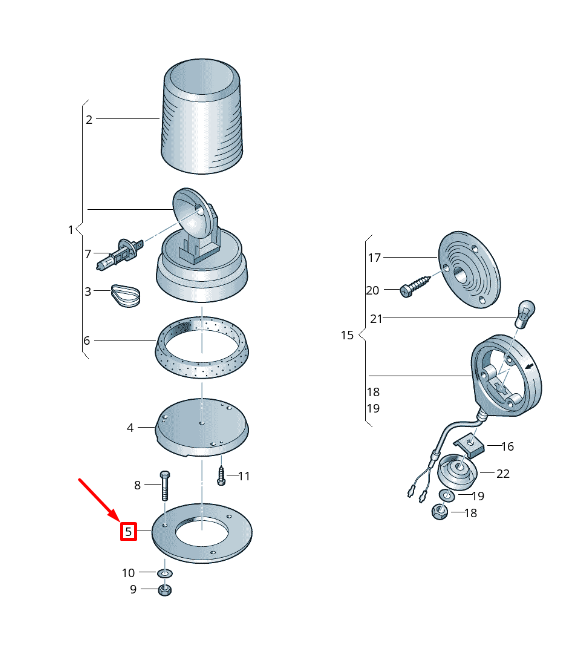 NEW VW TRANSPORTER VI T6 ROTATING WARNING LIGHT UNDERLAY 7H0945205 ORIGINAL