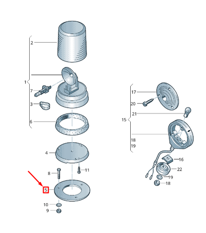 NEW VW TRANSPORTER VI T6 ROTATING WARNING LIGHT UNDERLAY 7H0945205 ORIGINAL