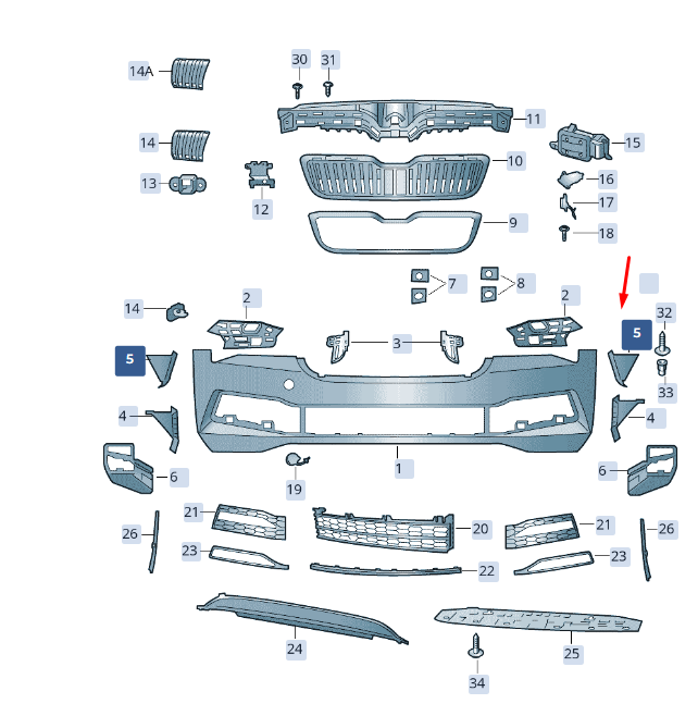 new skoda superb mk3 front bumper left air guide 3v0121763b original