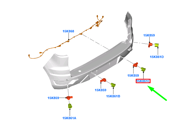new ford ecosport mk2 bk rear right inner parking aid retainer 1858088 original