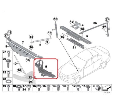 NEW BMW 5 F07 FRONT LEFT HEAD LIGHT HOLDER BRACKET 51647200777 ORIGINAL