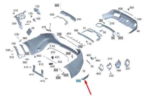 NEW MERCEDES-BENZ GLE W167 REAR RIGHT BUMPER TRIM A1678858206 ORIGINAL