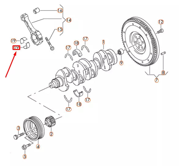NEW AUDI A3 8P LOWER CONNECTING ROD BEARING SHELL 038105701BGLB ORIGINAL