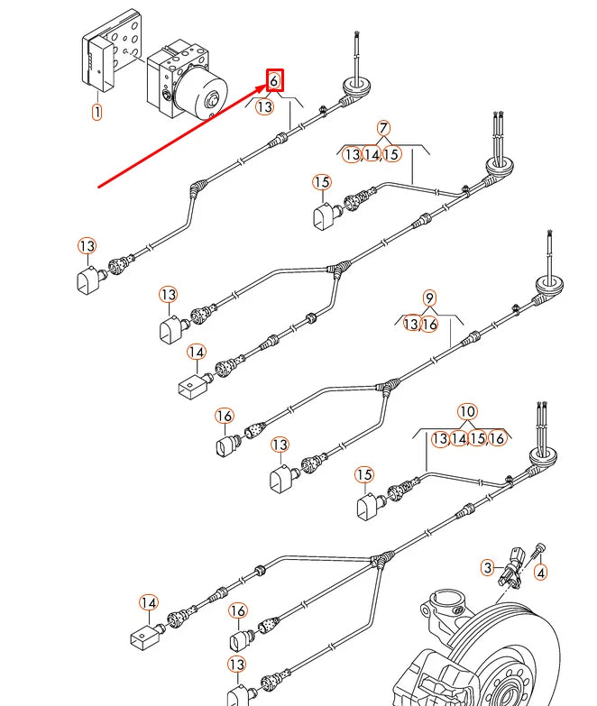 NEW VOLKSWAGEN CC FRONT RIGHT SPEED SENSOR WIRING HARNESS 3C0927903P
