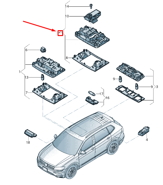new vw tiguan ad1 front roof reading interior lighting 5ta947105bqaw original
