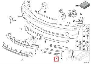 NEW BMW 3 E46 FRONT BUMPER RIGHT LOWER GRILLE TITAN 51117016512 7016512 ORIGINAL