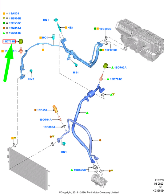 new ford focus mk4 c519 a/c system valve cap bk2h-19d702-aa 1770141 original