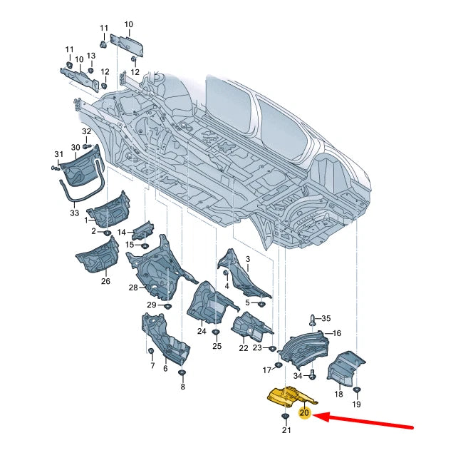 NEW AUDI A8 4N D5 REAR SILENCER RIGHT HEAT SHIELD 4N0825712F ORIGINAL