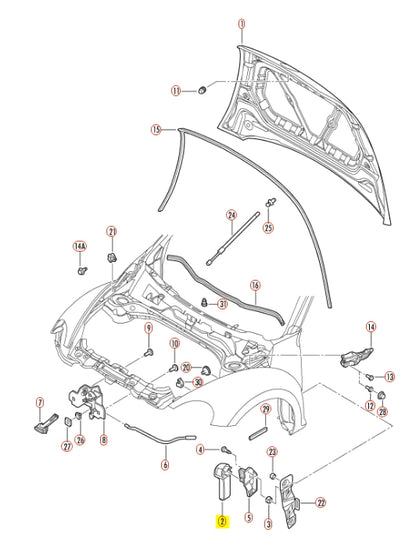 NEW VOLKSWAGEN LHD FRONT BONNET GRIP FOR LID LOCK CABLE 7E18235339B9