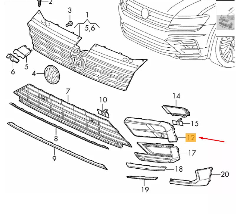 NEW VOLKSWAGEN TIGUAN AD ALLSPACE FRONT LEFT FOG LAMP TRIM 5NN853665KGRU