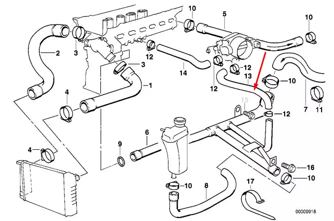 NEW BMW 3 E36 ENGINE COOLING HOSE 13541703945 1703945 2.8 PETROL ORIGINAL