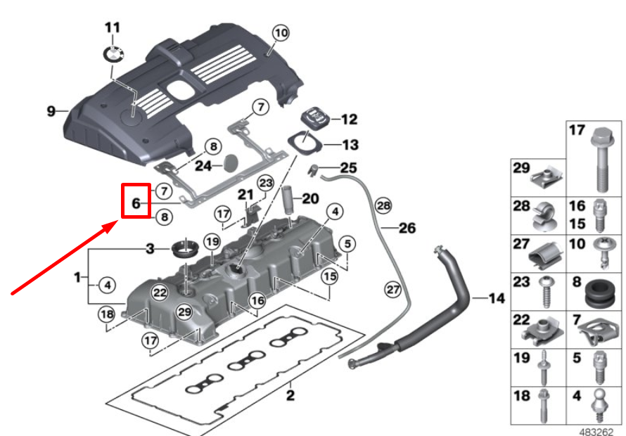 new bmw 5 e60 engine cylinder head metal bracket 7531558 11127531558 original