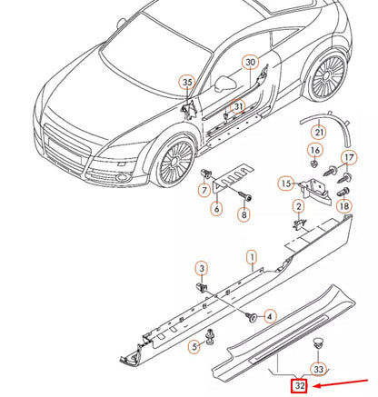NEW AUDI TT 8J FRONT LEFT DOOR SILL PLATE TRIM STRIP 8J0853491F01C ORIGINAL
