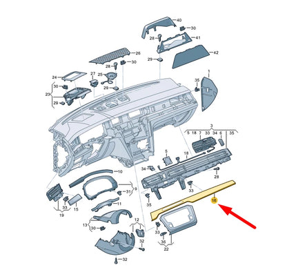 NEW VW PASSAT B8 INSTRUMENT PANEL LEFT TRIM LHD 3G1853300A2YO