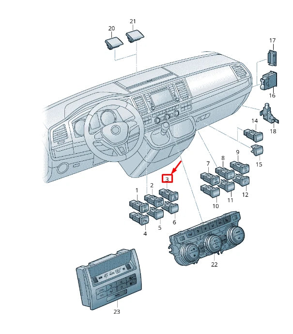 NEW VW TRANSPORTER VI T6 HAZARD WARNING PUSHBUTTON 7E0953509ECU