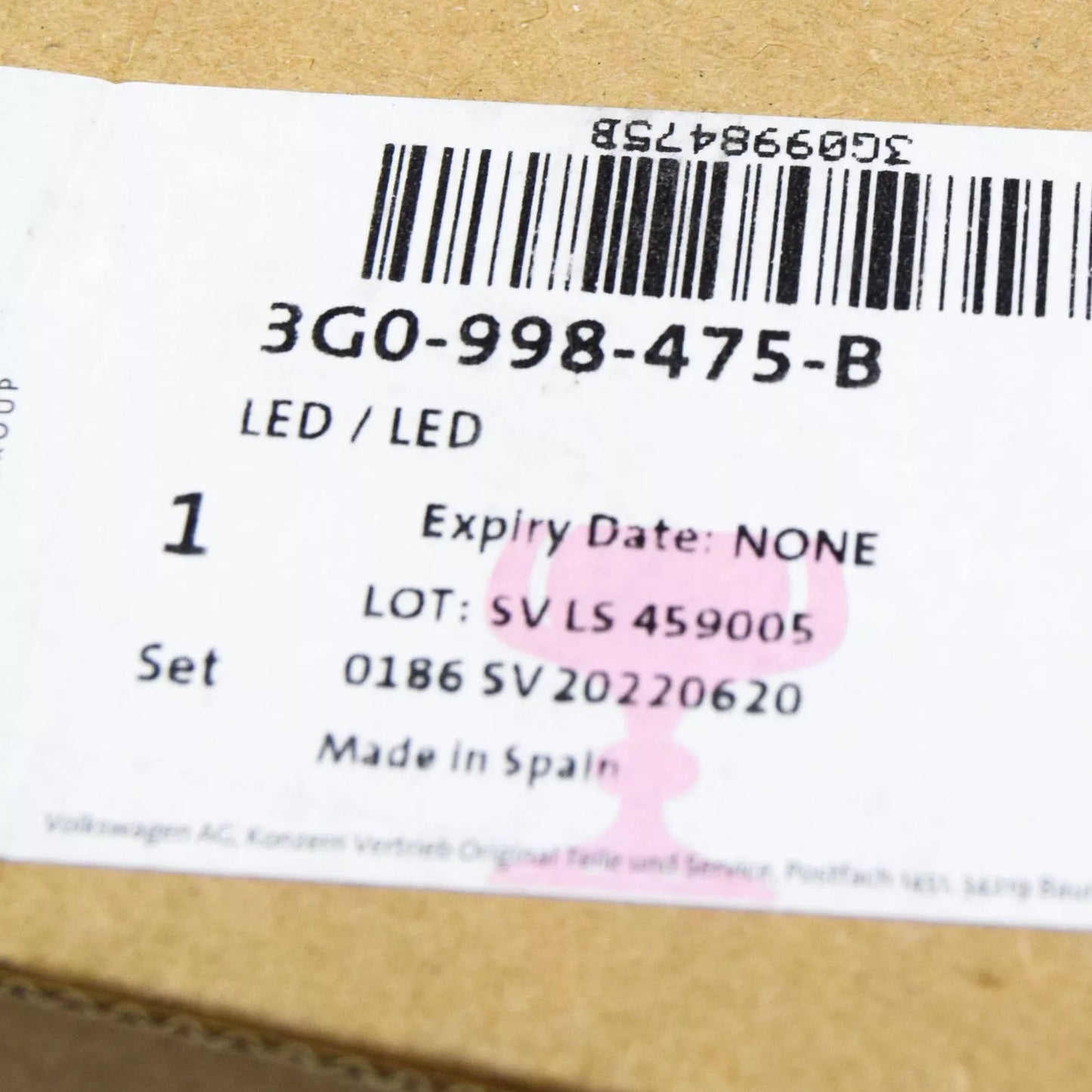 NEW VW PASSAT B8 3G FRONT HEADLIGHT HEAT SINK LED BUMB 3G0998475B ORIGINAL