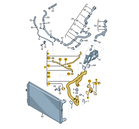 new audi a1 sportback gb left coolant water radiator hose 2q0121049al original