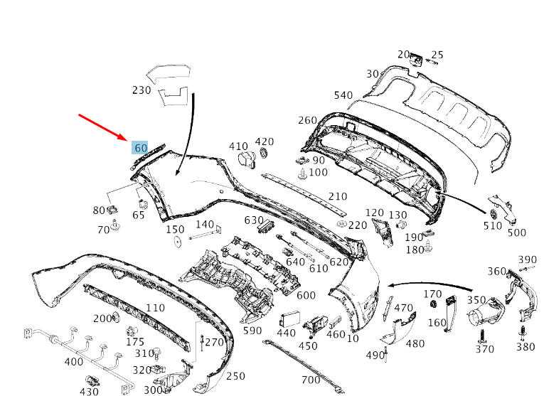 new mercedes-benz gla x156 rear right bumper mounting rail a1568850421 original