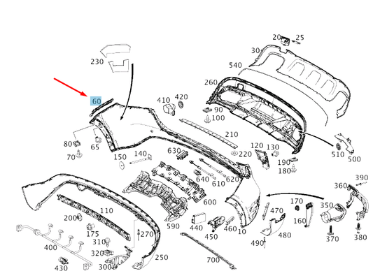 new mercedes-benz gla x156 rear right bumper mounting rail a1568850421 original