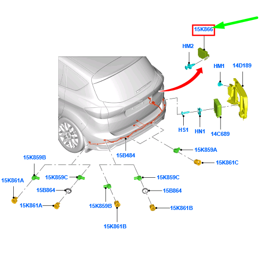 new ford grand c-max mk2 rear parking aid system module 2125320 original