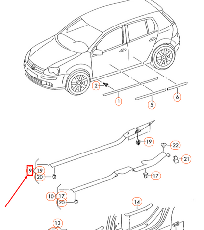 new volkswagen golf 1k mk5 left side strip sill trim 1k3853371b71n original