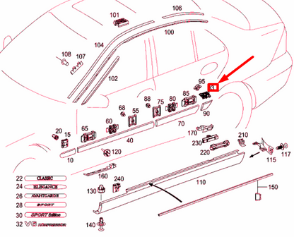 new mercedes-benz c w203 rear left fender clamp a0119884178 original