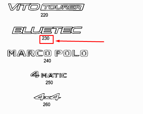 new mercedes-benz vito w447 rear end door model plate a4478172414 original