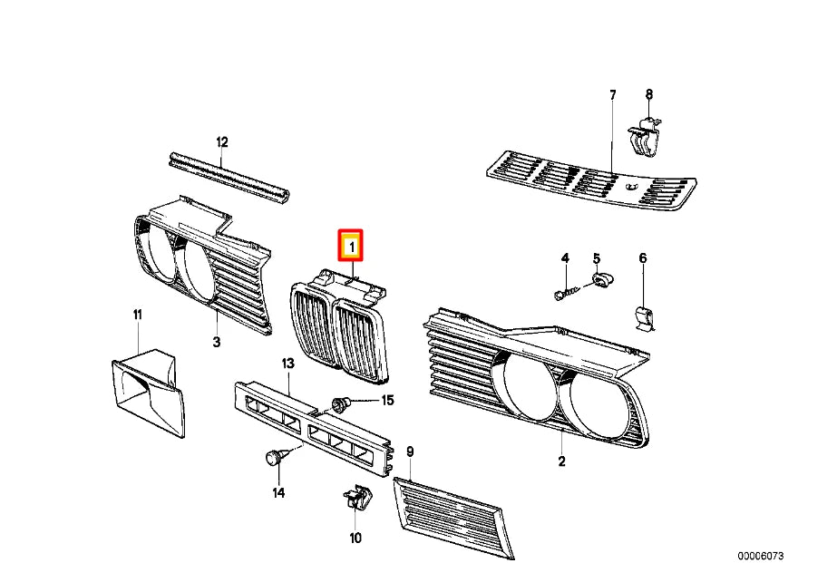 NEW BMW 3 E30 FRONT BUMPER CENTER GRILLE 51131884350 ORIGINAL