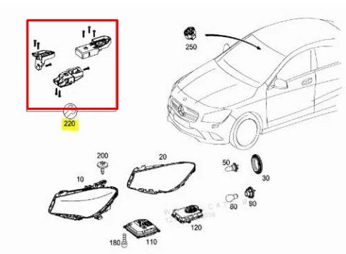 NEW MB CLA COUPE C117 FRONT LEFT HEADLIGHT HOLDER REPAIR KIT A1178200014