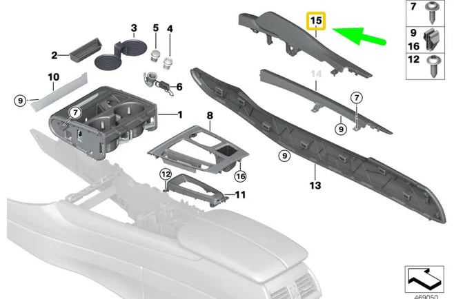 NEW BMW X5 M F85 FRONT RIGHT KNEE PAD LHD 8061412 51168061412 ORIGINAL