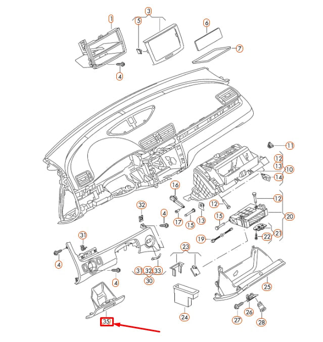 NEW VW PASSAT B7 DASHBOARD LEFT LOWER STORAGE TRAY LHD 3C1857921M1QB ORIGINAL