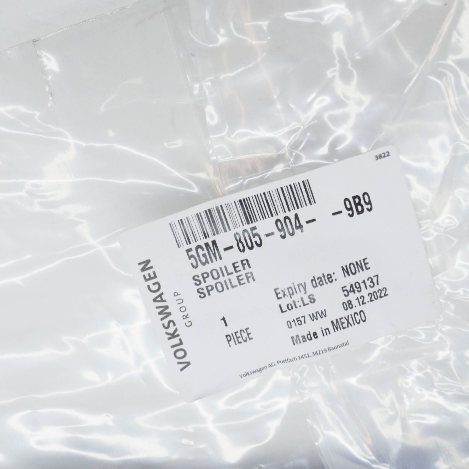 NEW VW GOLF MK7 FRONT BUMPER RIGHT SPOILER 5GM8059049B9 ORIGINAL