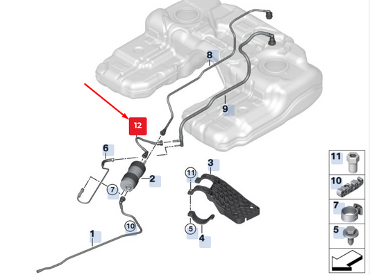 new bmw x5 f15 rear fuel return line 16127261342 7261342 original
