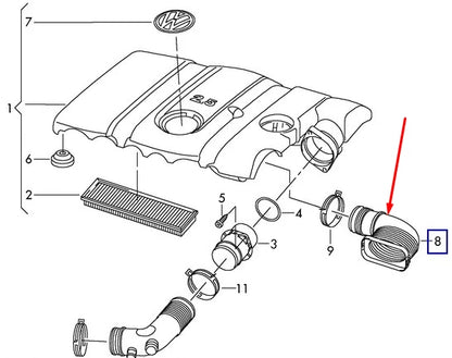 NEW VOLKSWAGEN JETTA MK6 AIR INTAKE HOSE 1K0129618AD 2.5 PETROL